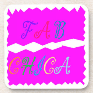 FAB CHICA-LOGO mit leuchtendem rosa und farbigem T Getränkeuntersetzer