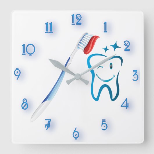 Fab Dentist Toothbrush Phantastisch Quadratische Wanduhr (Vorderseite)