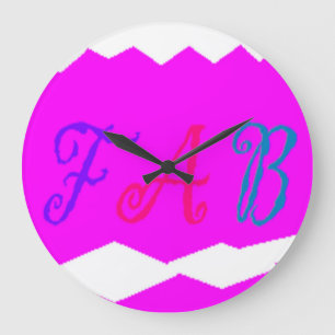 Fab lebhaftes rosa Design mit farbigem Text Große Wanduhr