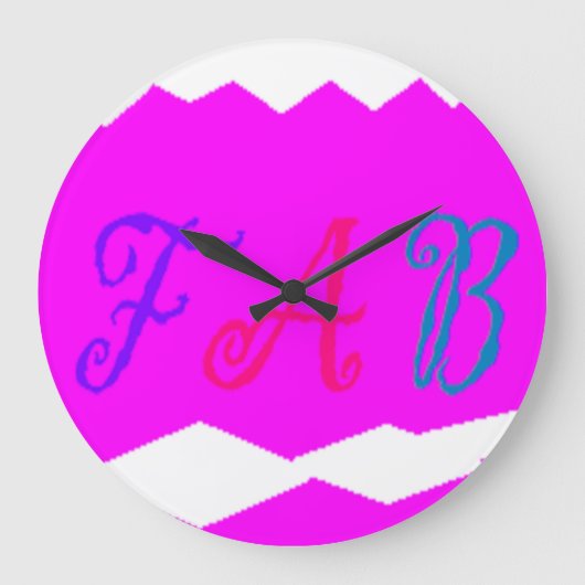 Fab lebhaftes rosa Design mit farbigem Text Große Wanduhr (Vorderseite)