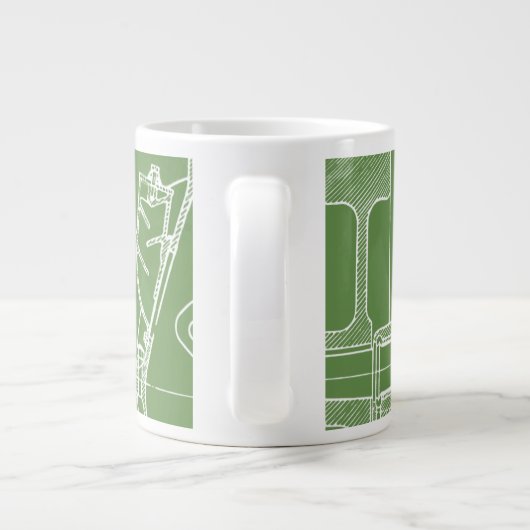 FaB MeChaNiCal Zeichne BlUEpRiNT gReeN AnD WhITe! Jumbo-Tasse (Rückseite)