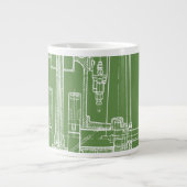 FaB MeChaNiCal Zeichne BlUEpRiNT gReeN AnD WhITe! Jumbo-Tasse (Vorderseite)