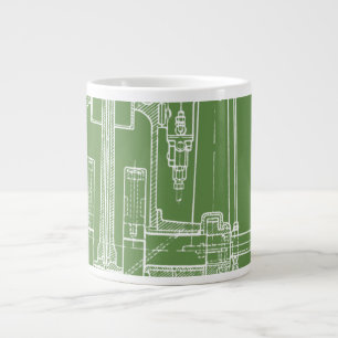 FaB MeChaNiCal Zeichne BlUEpRiNT gReeN AnD WhITe! Jumbo-Tasse