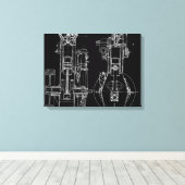 FAB MECHANISCH ZEICHNEND BLUEPRINT SCHWARZ-WEISS LEINWANDDRUCK (Insitu (Holzboden))