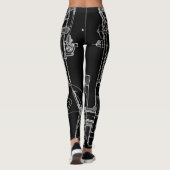 FAB MECHANISCHER ZEICHNENDER PLAN SCHWARZ-WEISS LEGGINGS (Rückseite)