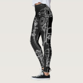 FAB MECHANISCHER ZEICHNENDER PLAN SCHWARZ-WEISS LEGGINGS (Links)