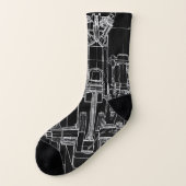 FaB mechanischer zeichnender Plan Schwarzweiss! Socken (Links - Außen)