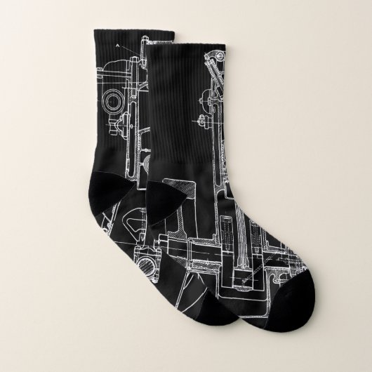 FaB mechanischer zeichnender Plan Schwarzweiss! Socken (Paar)