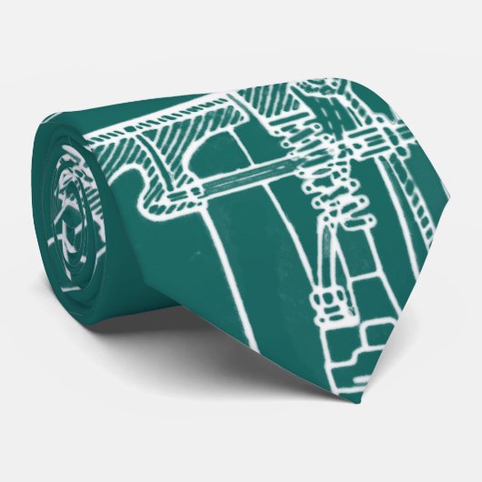 FaB mechanisches zeichnendes Plan-Grün und Weiß! Krawatte (Gerollt)
