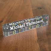 Fab Musiknoten auf Schwarzem, Musican Geschenk Namensplakette (Seite)