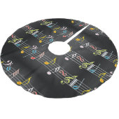 Fab Musiknoten auf Schwarzem Polyester Weihnachtsbaumdecke (Schrägansicht)