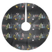 Fab Musiknoten auf Schwarzem Polyester Weihnachtsbaumdecke (Vorderseite)