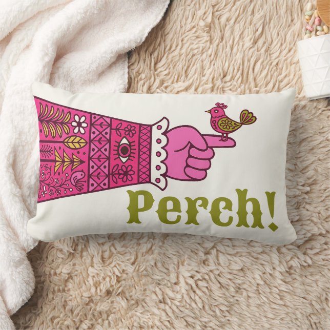 Fab Retro Folk Art Pointing Hand Manicule Lendenkissen (Decke)