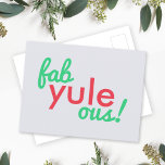 Fab Weihnachten Ous | Fabulous Christmas Stylish F Postkarte<br><div class="desc">Fab Weihnachten ous! Eine fabelhafte Postkarte in moderner Typografie in fröhlichem Rot und Grün auf hellblau grauem Hintergrund im modernen minimalistischen Stil!</div>