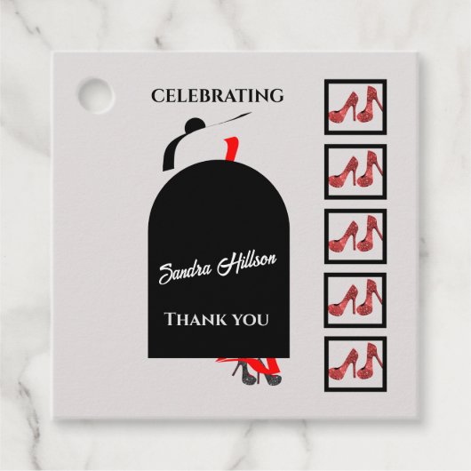 Fab Woman Silhouette Glam Schuhe Red Black Geburts Geschenkanhänger (Vorderseite)