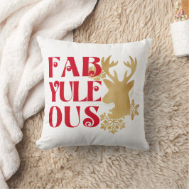 Fab-Yule-Ous Christmas Reindeer Red & Gold Kissen