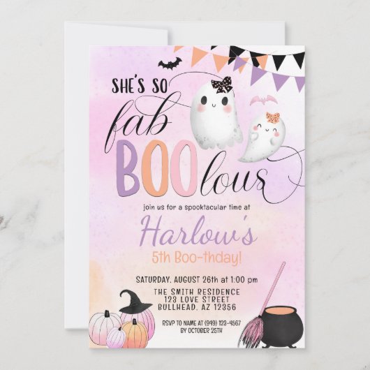 FabBOOlous Ghost Pastel Halloween Geburtstag Einladung (Vorderseite)