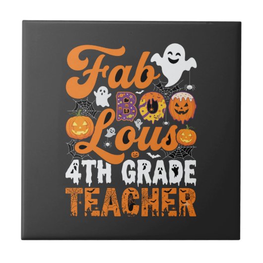 Fabel-hafte 4. Klasse Lehrer Halloween Fliese (Vorderseite)