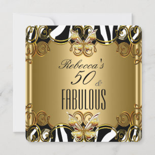 Fabelhaft 50 Bronze Gold Schwarz Weiß Zebra Einladung