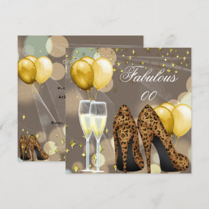 Fabelhaft Gold Beige Leopard Champagner Party Einladung