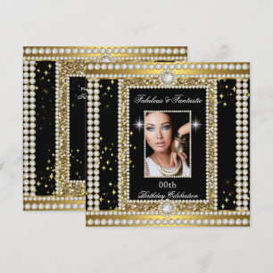 Fabelhaft Gold Schwarz Glamour Foto Diamant Party Einladung