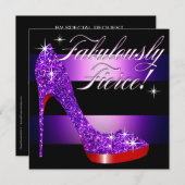 Fabelhaft heftiger Glittery Stilett-Streifen lila Einladung (Vorne/Hinten)