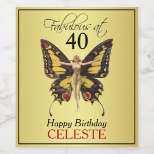 Fabelhaft mit 40 Vintage Flapper Schmetterling Weinetikett
