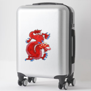 Fabelhaft, rot, orientalischer Drache Aufkleber