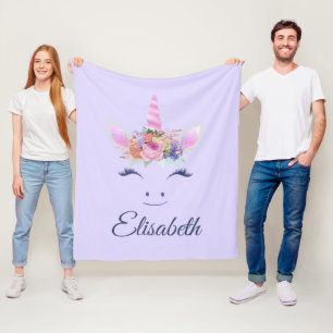 Fabelhaft Süße Einhorn Blumen Gesicht 2 Fleecedecke