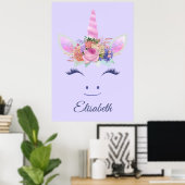 Fabelhaft Süße Einhorn Blumen Gesicht 2 Poster (Heimbüro)