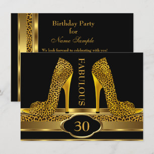 Fabelhafte 30 Leopard Gold Gepard High Heels Party Einladung