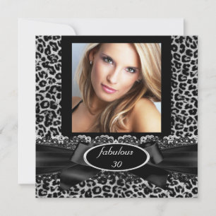 Fabelhafte 30 Schwarz Weiß Leopard Foto Geburtstag Einladung