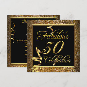Fabelhafte 30er-Feier Gold-Schwarze Geburtstagsfei Einladung