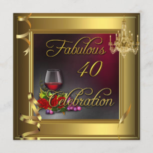 Fabelhafte 40-Feier-Cream-Goldrosen-Wein Einladung