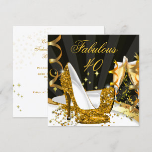 Fabelhafte 40 Frau Goldene High Heel Champagner-Pa Einladung