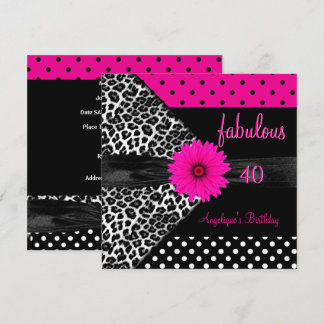 fabelhafte 40 Geburtstag Zebra Spot Polka Dot Einladung