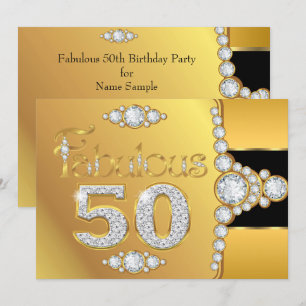 Fabelhafte 50 50. Geburtstag Gold Schwarz Diamant Einladung