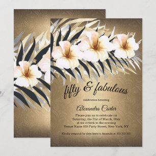 Fabelhafte 50 Brown Beige Silber Hibiskus Party Einladung