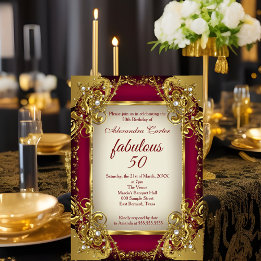 Fabelhafte 50 Foto burgunderrot beige Gold Party Einladung
