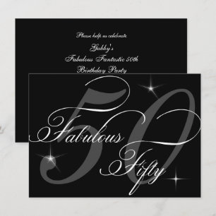 Fabelhafte 50 Fünfzig Schwarz Weiß 50. Geburtstags Einladung