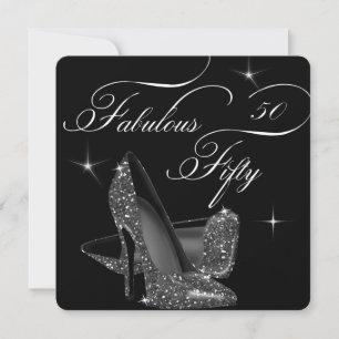 Fabelhafte 50 Fünfzig Schwarz Weiße High Heels Geb Einladung