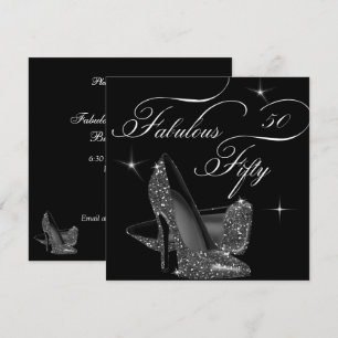 Fabelhafte 50 Fünfzig Schwarz Weiße High Heels Geb Einladung