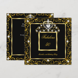 Fabelhafte 50. Geburtstagsfeier Schwarz Goldene Ti Einladung