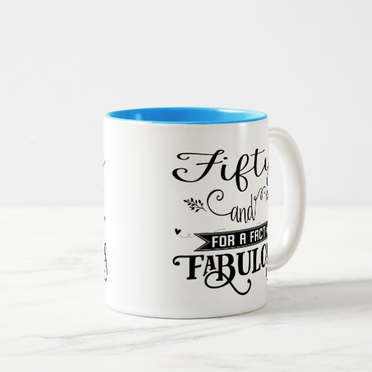 Fabelhafte 50. Geschenk-Tasse des Zweifarbige Tasse (VorderseiteRechts)