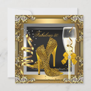Fabelhafte 50 Gold Leopard Schwarz Champagner Gebu Einladung