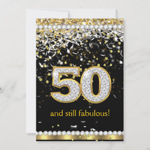 Fabelhafte 50 Gold Silber Girlanden 50. Party Einladung