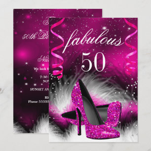 Fabelhafte 50 Hot Pink High Heel Geburtstagsfeier Einladung