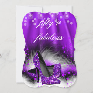 Fabelhafte 50 Lila Sterne High Heels Geburtstag 2 Einladung