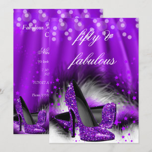 Fabelhafte 50 Lila Sterne High Heels Geburtstag 2 Einladung