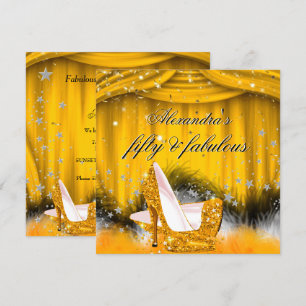 Fabelhafte 50 Orange Gold High Heels Feder Party Einladung